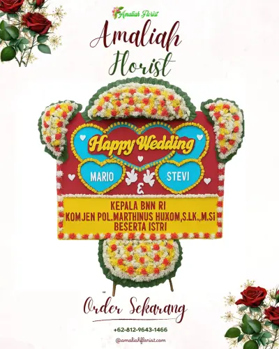 Karangan Papan Bunga Pernikahan di Sidomulyo